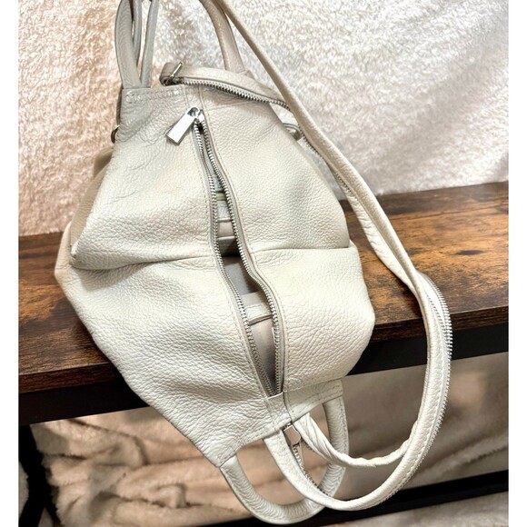 VALENTINA Leather Sling Backpack Bag Italy Light Gray main image 10
